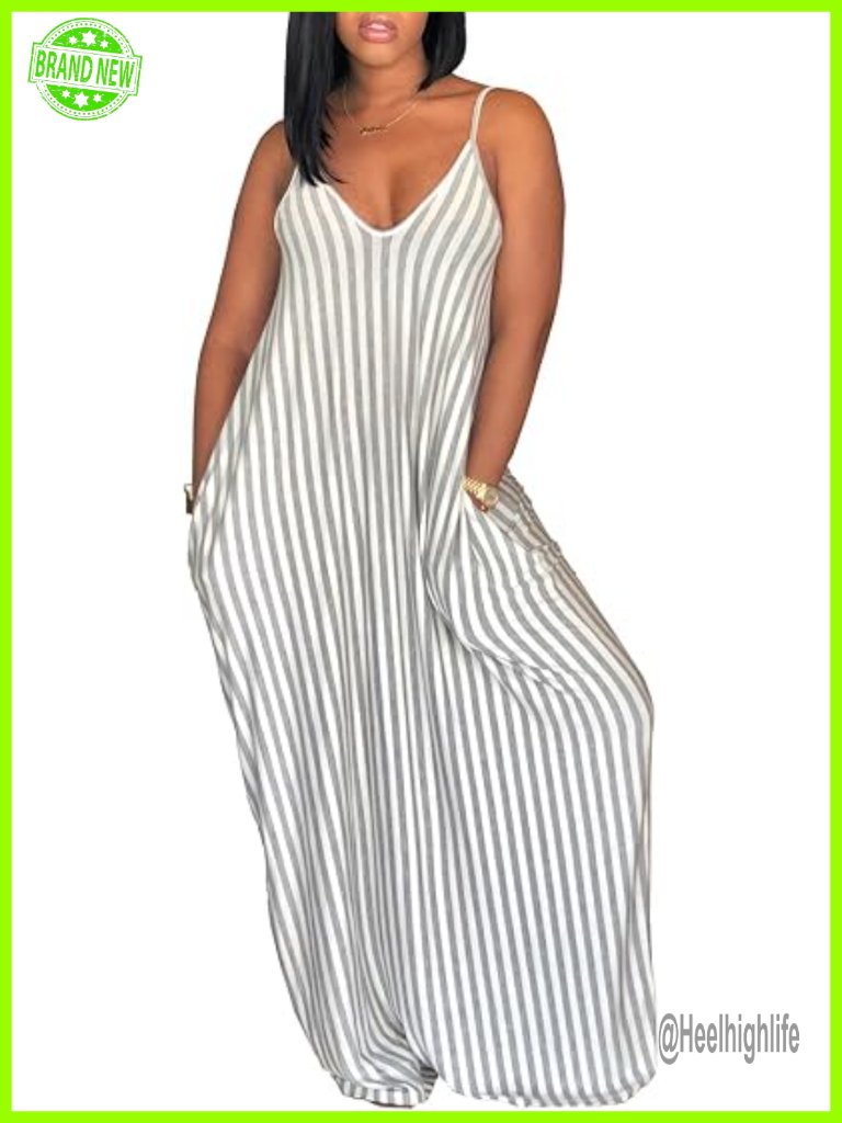 Plus Size Sleeveless Spaghetti Strap Maxi Dress With Pockets